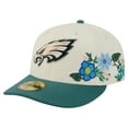 thumbnail image 1 of Men's New Era Cream/Midnight Green Philadelphia Eagles Tonal Floral 59FIFTY Fitted Hat, 1 of 5