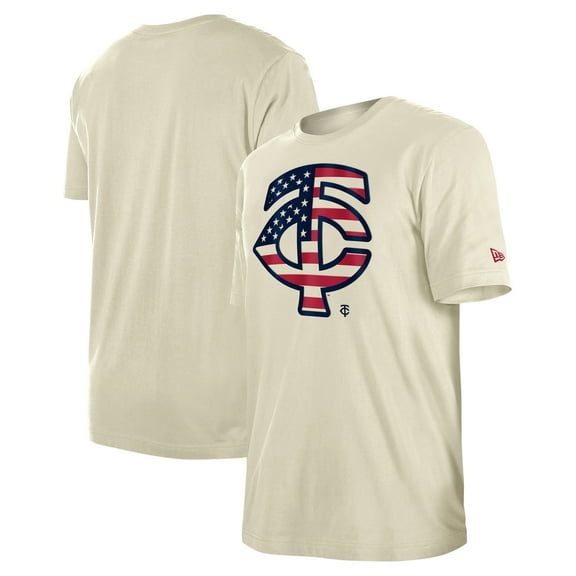 Men's New Era Cream Minnesota Twins Americana Flag Fill T-Shirt