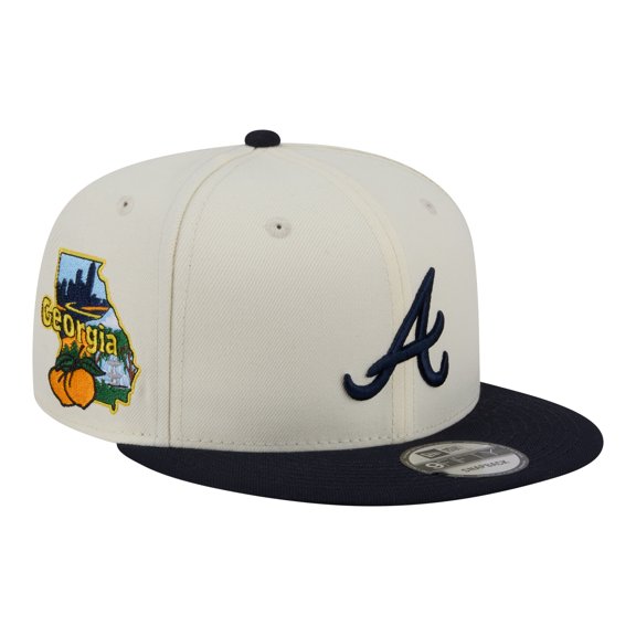 Men's New Era Cream/Navy Atlanta Braves Localized 9FIFTY Snapback Hat