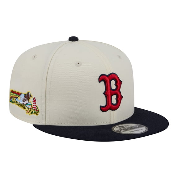 Men's New Era Cream/Navy Boston Red Sox Localized 9FIFTY Snapback Hat