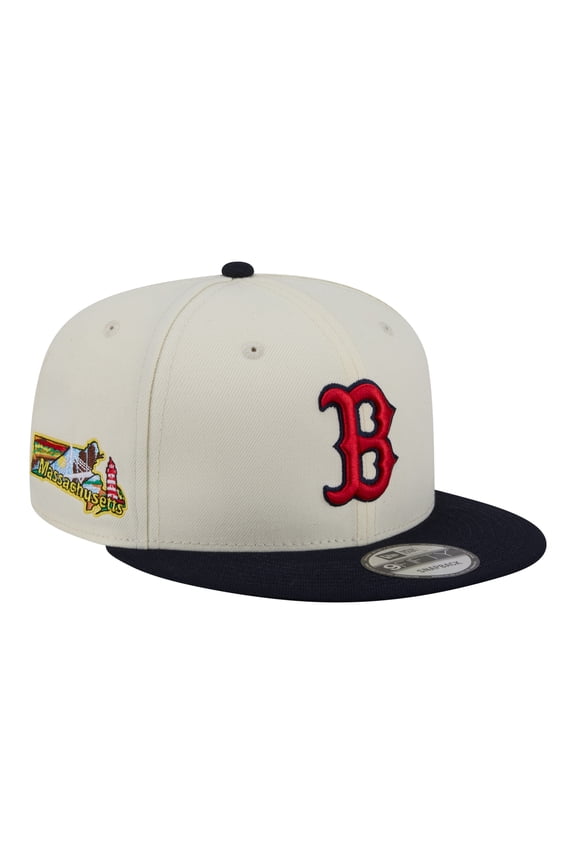 Men's New Era Cream/Navy Boston Red Sox Localized 9FIFTY Snapback Hat