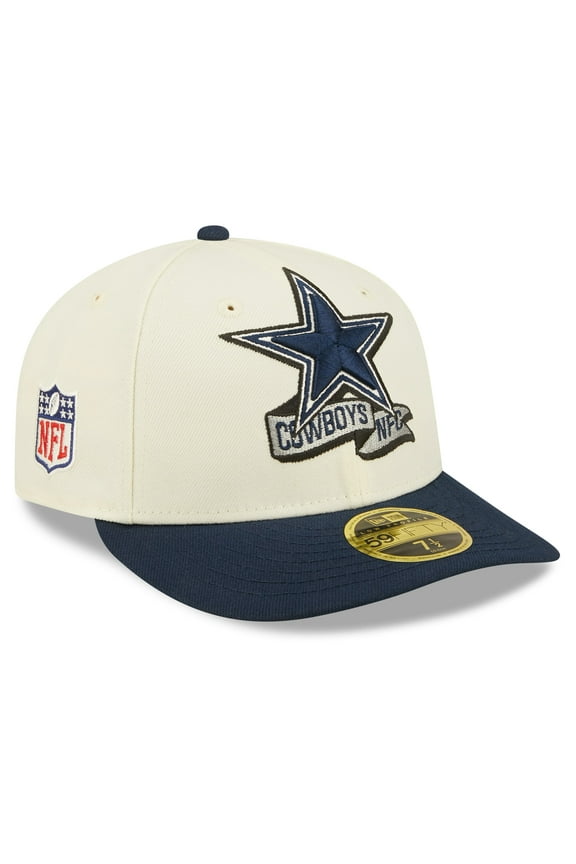 Men's New Era Cream/Navy Dallas Cowboys 2022 Sideline Low Profile 59FIFTY Fitted Hat