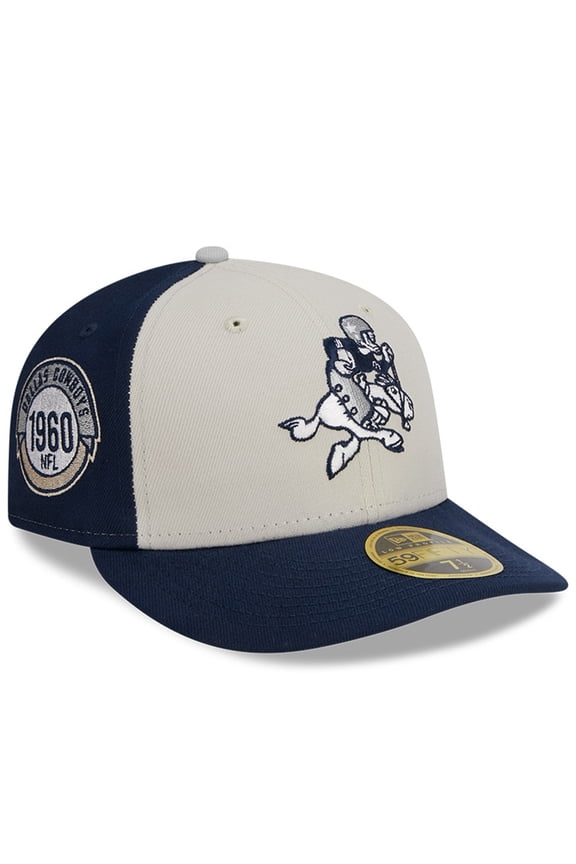 Men's New Era Cream/Navy Dallas Cowboys 2023 Sideline Historic Low Profile 59FIFTY Fitted Hat