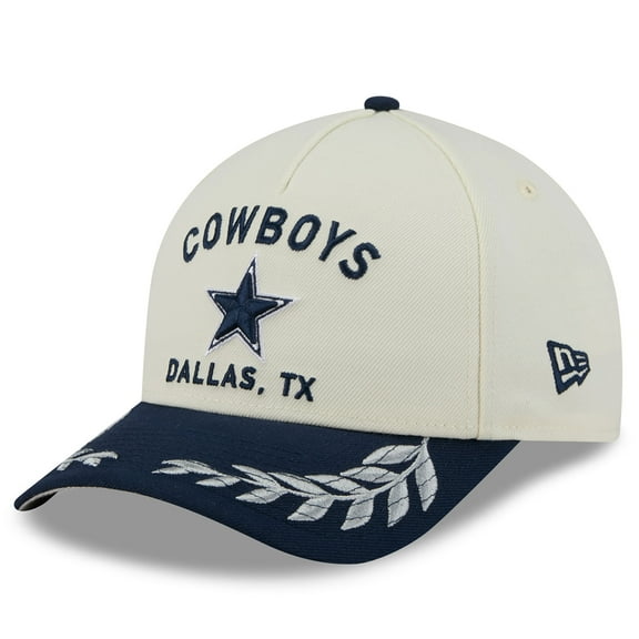 Men's New Era Cream/Navy Dallas Cowboys 2025 NFL Draft 9FORTY A-Frame M-Crown Adjustable Hat