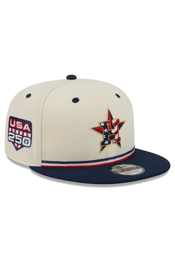 Men's New Era Cream/Navy Houston Astros USA 250 Fourth of July 9FIFTY Snapback Hat