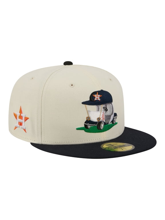 Men's New Era Cream/Navy Houston Astros Bullpen Cart 59FIFTY Fitted Hat