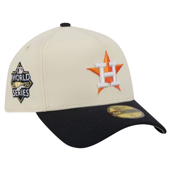 Men's New Era Cream Houston Astros Chrome A-Frame 59FORTY Fitted Hat