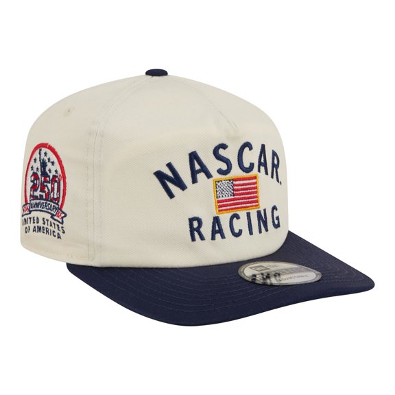 Men's New Era Cream/Navy NASCAR Flag 19TWENTY Adjustable Hat