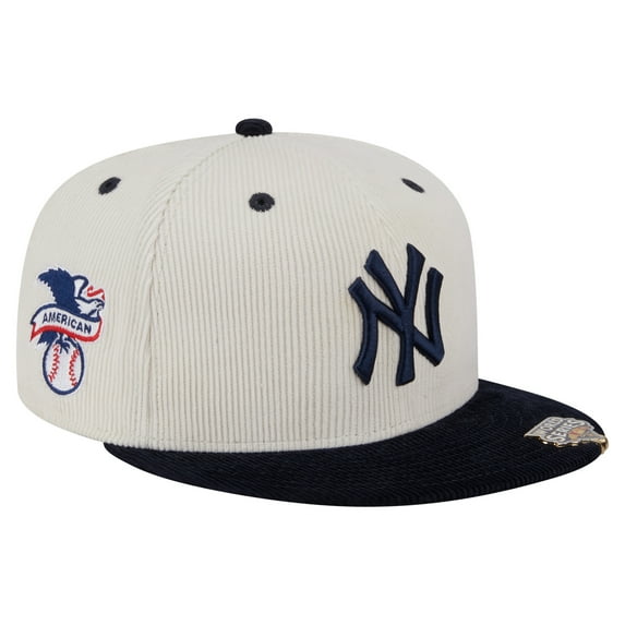 Men's New Era Cream/Navy New York Yankees Two-Tone Corduroy 59FIFTY Fitted Hat