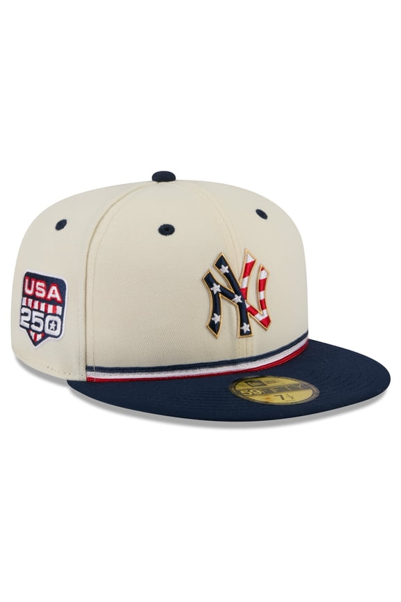 Men's New Era Cream/Navy New York Yankees USA 250 Fourth of July 59FIFTY Fitted Hat