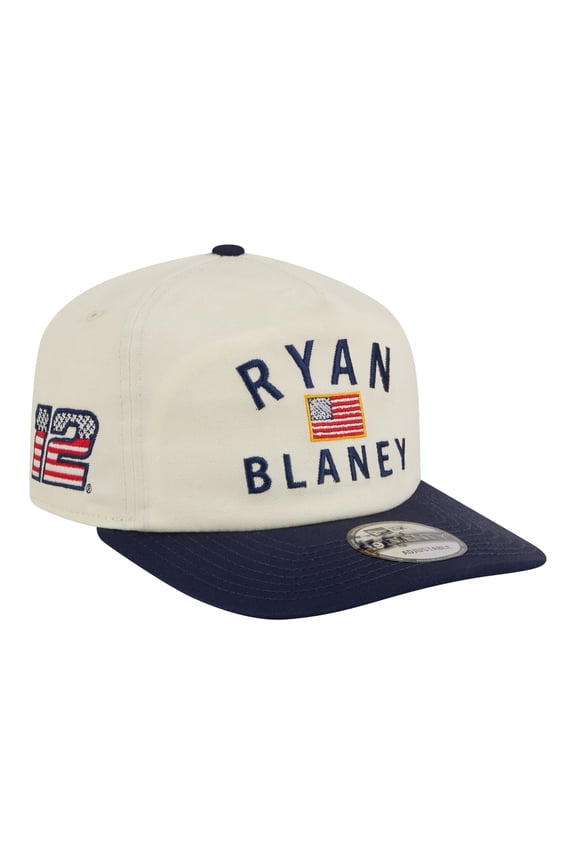 Men's New Era Cream/Navy Ryan Blaney Flag 19TWENTY Adjustable Hat