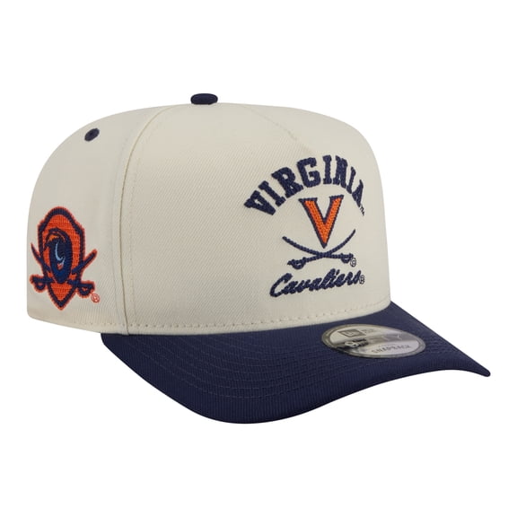 Men's New Era Cream/Navy Virginia Cavaliers Two-Tone Arched 9FIFTY Snapback Hat