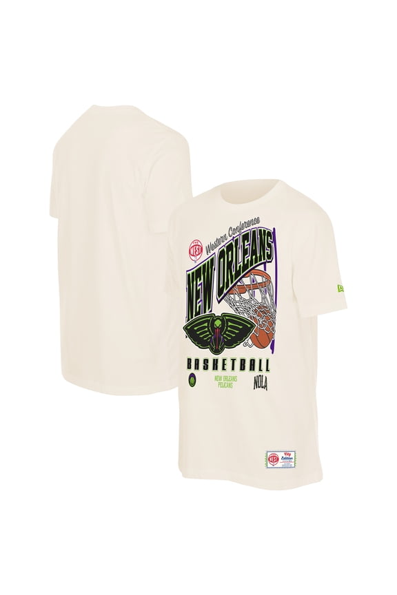 Men's New Era Cream New Orleans Pelicans Oversized City Edition Remix Vintage T-Shirt
