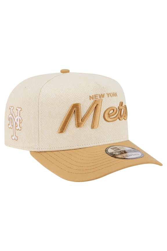 Men's New Era  Cream New York Mets Herringbone 9FIFTY A-Frame Snapback Hat