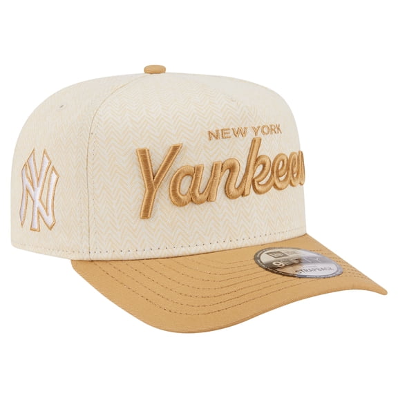 Men's New Era  Cream New York Yankees Herringbone 9FIFTY A-Frame Snapback Hat
