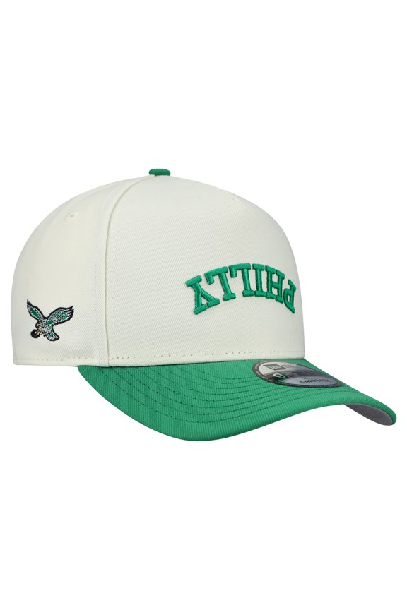Men's New Era Cream Philadelphia Eagles Upside Down 9FIFTY A-Frame Snapback Hat
