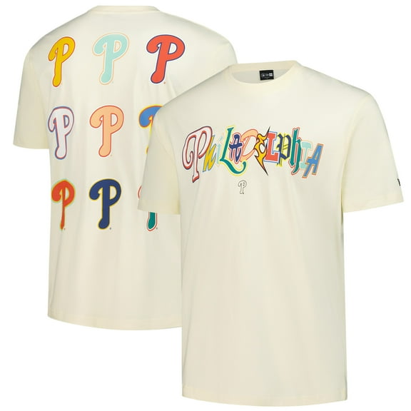 Men's New Era  Cream Philadelphia Phillies Ransom Note Oversized T-Shirt