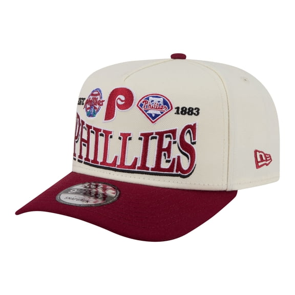 Men's New Era Cream Philadelphia Phillies Throwback Tri-Hit A-Frame 9FIFTY Adjustable Hat