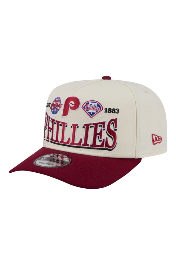 Men's New Era Cream Philadelphia Phillies Throwback Tri-Hit A-Frame 9FIFTY Adjustable Hat