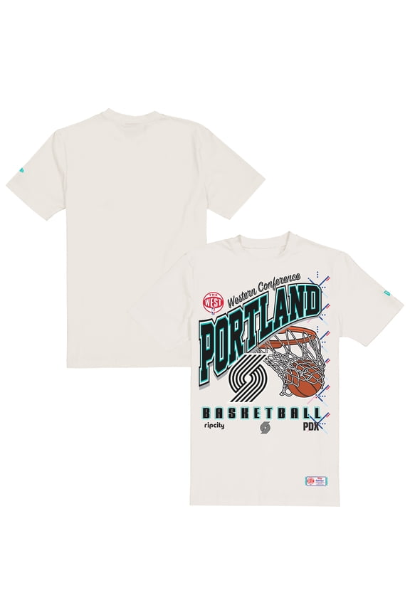 Men's New Era Cream Portland Trail Blazers Oversized City Edition Remix Vintage T-Shirt