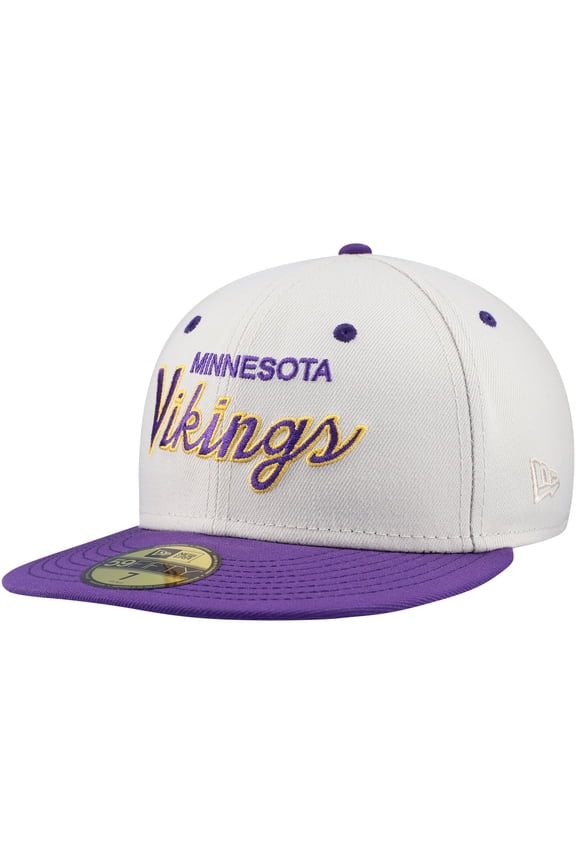 Men's New Era Cream/Purple Minnesota Vikings Historic Script 59FIFTY Fitted Hat