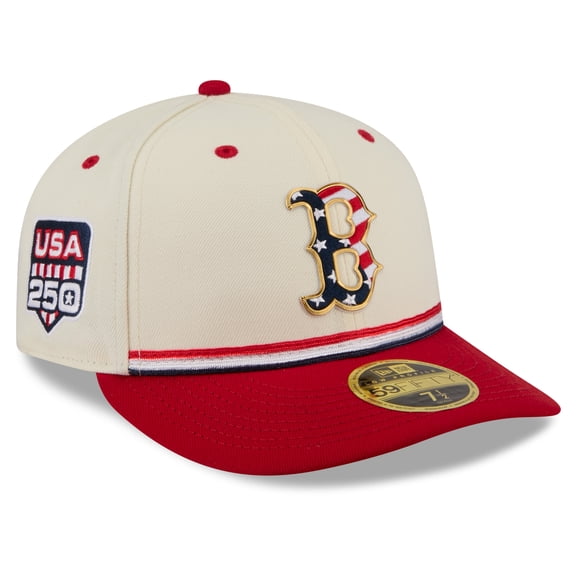 Men's New Era Cream/Red Boston Red Sox USA 250 Fourth of July Low Profile 59FIFTY Fitted Hat