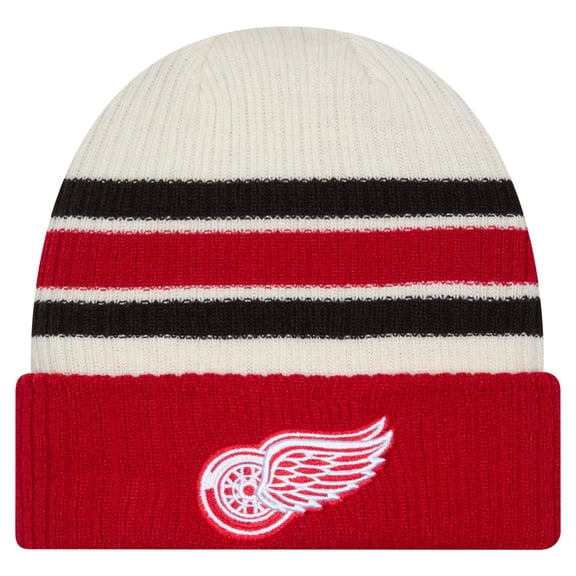 Men's New Era Cream/Red Detroit Red Wings Vintage Cuffed Knit Hat