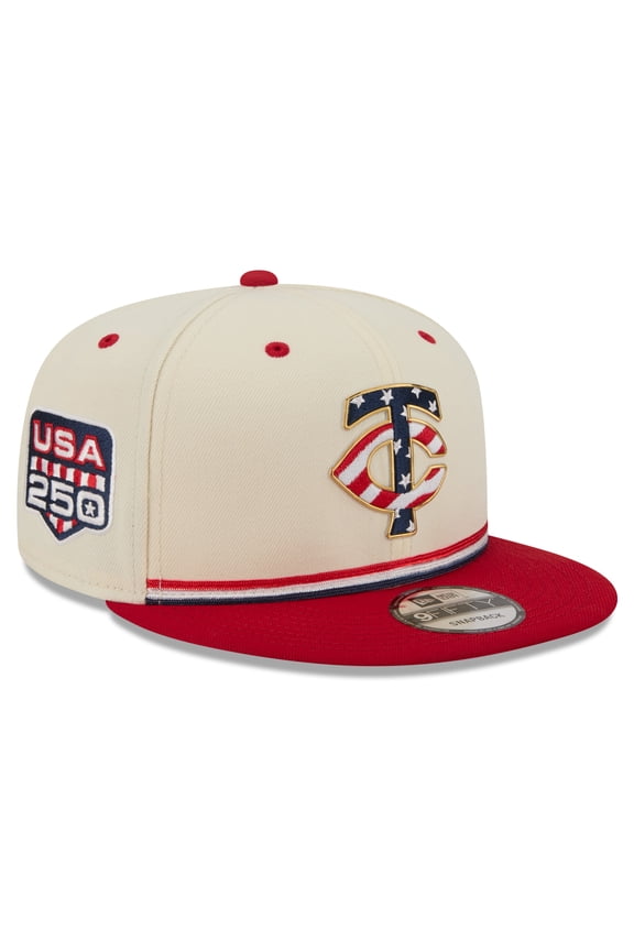 Men's New Era Cream/Red Minnesota Twins USA 250 Fourth of July 9FIFTY Snapback Hat