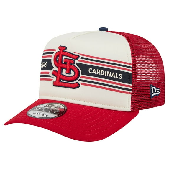 Men's New Era Cream/Red St. Louis Cardinals Banner A-Frame 9FIFTY Trucker Snapback Hat