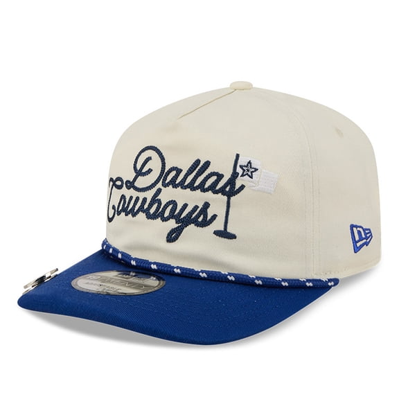 Men's New Era Cream/Royal Dallas Cowboys Golf Flag 19TWENTY Adjustable Hat