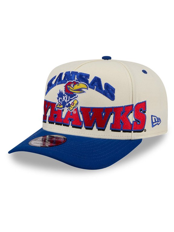 Men's New Era Cream/Royal Kansas Jayhawks March Madness Historic Collection 9FIFTY A-Frame Snapback Hat