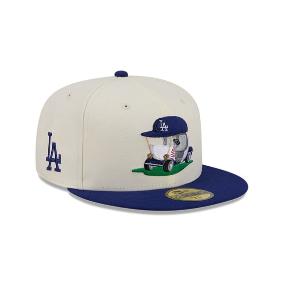 Men's New Era Cream/Royal Los Angeles Dodgers Bullpen Cart 59FIFTY Fitted Hat