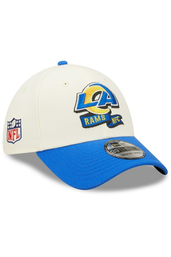 Men's New Era Cream/Royal Los Angeles Rams 2022 Sideline 39THIRTY 2-Tone Flex Hat