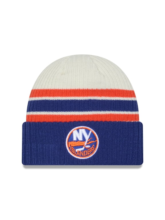 Men's New Era Cream/Royal New York Islanders Vintage Cuffed Knit Hat