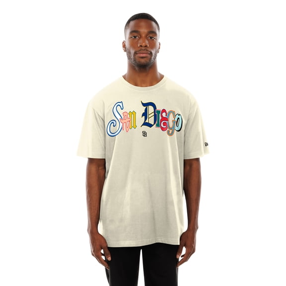 Men's New Era Cream San Diego Padres Ransom Note Oversized T-Shirt