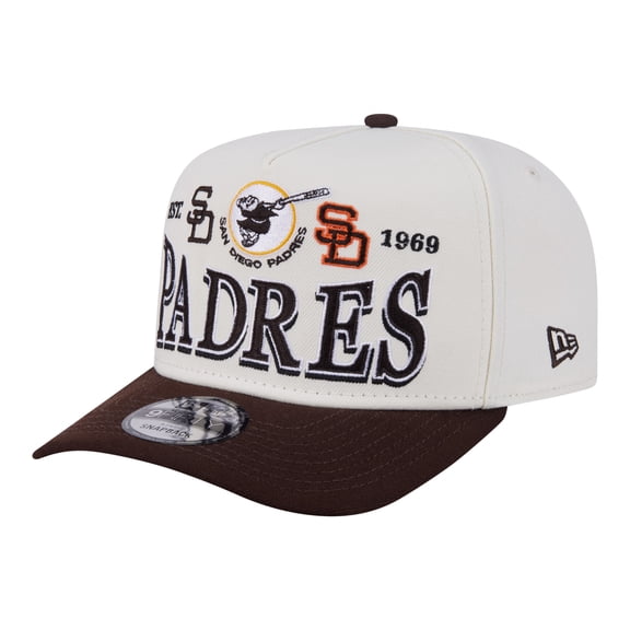 Men's New Era Cream San Diego Padres Throwback Tri-Hit A-Frame 9FIFTY Adjustable Hat