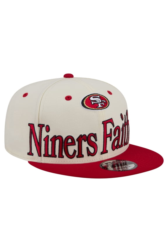 Men's New Era Cream San Francisco 49ers Oversized Slogan 9FIFTY Snapback Hat