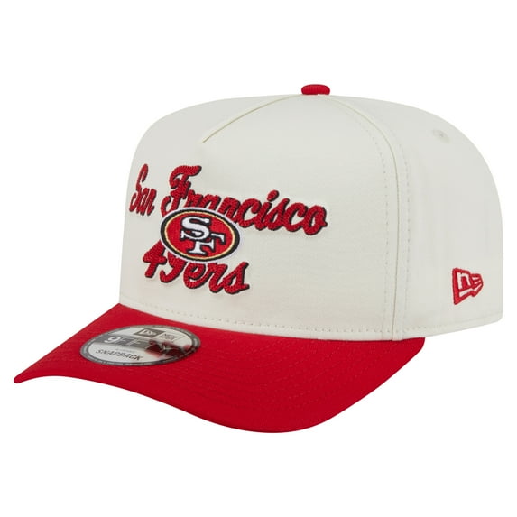 Men's New Era Cream/Scarlet San Francisco 49ers Chainstitch A-Frame 9FIFTY Adjustable Hat
