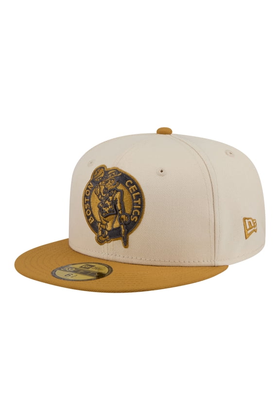 Men's New Era Cream/Tan Boston Celtics Two-Tone Color Pack 59FIFTY Fitted Hat