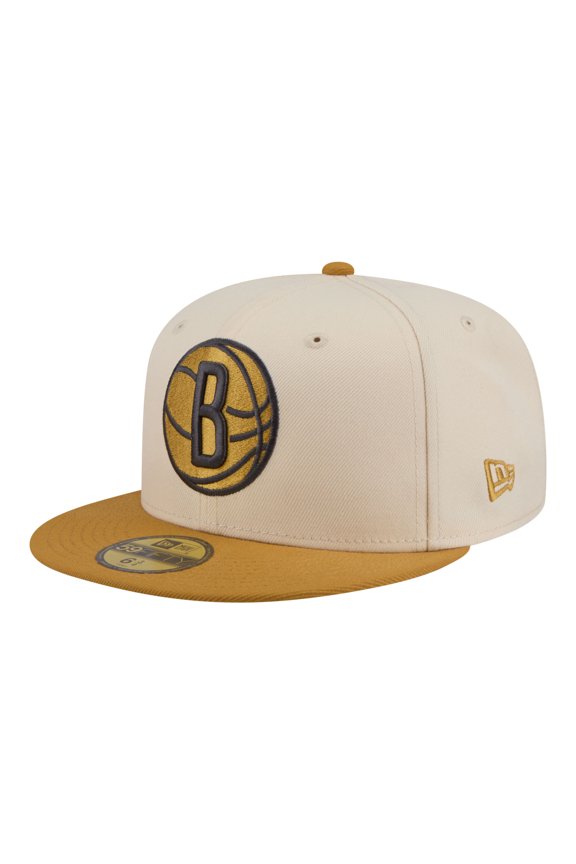 Men's New Era Cream/Tan Brooklyn Nets Two-Tone Color Pack 59FIFTY Fitted Hat