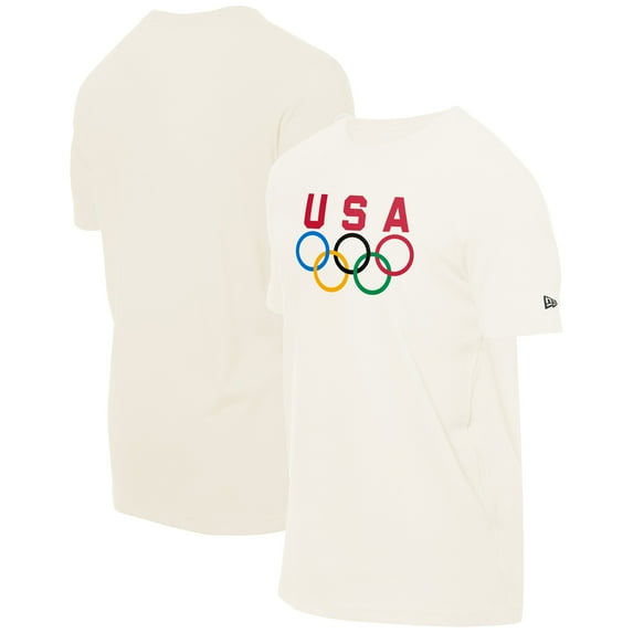 Men's-New Era Cream Team USA 5 Rings Chrome T-Shirt