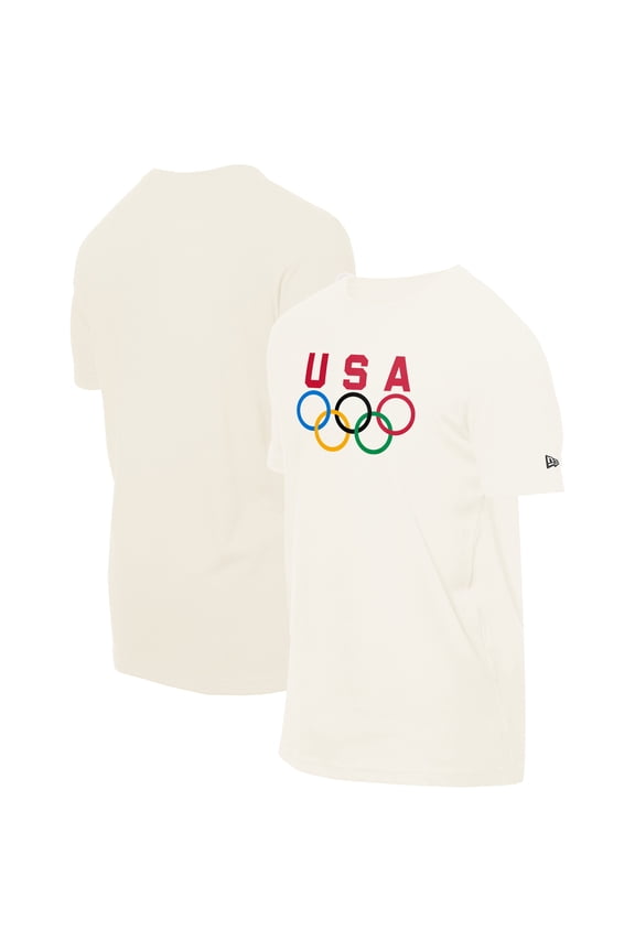 Men's-New Era Cream Team USA 5 Rings Chrome T-Shirt