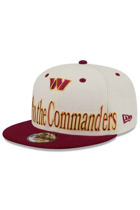 Men's New Era Cream Washington Commanders Oversized Slogan 9FIFTY Snapback Hat