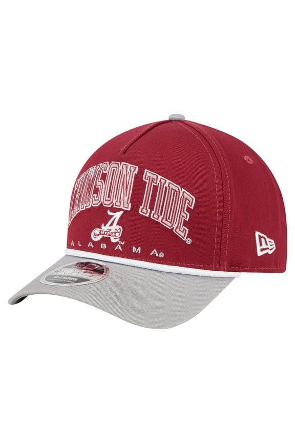Men's New Era Crimson/Gray Alabama Crimson Tide Arch Two-Tone Rope 9FORTY A-Frame M-Crown Adjustable Hat