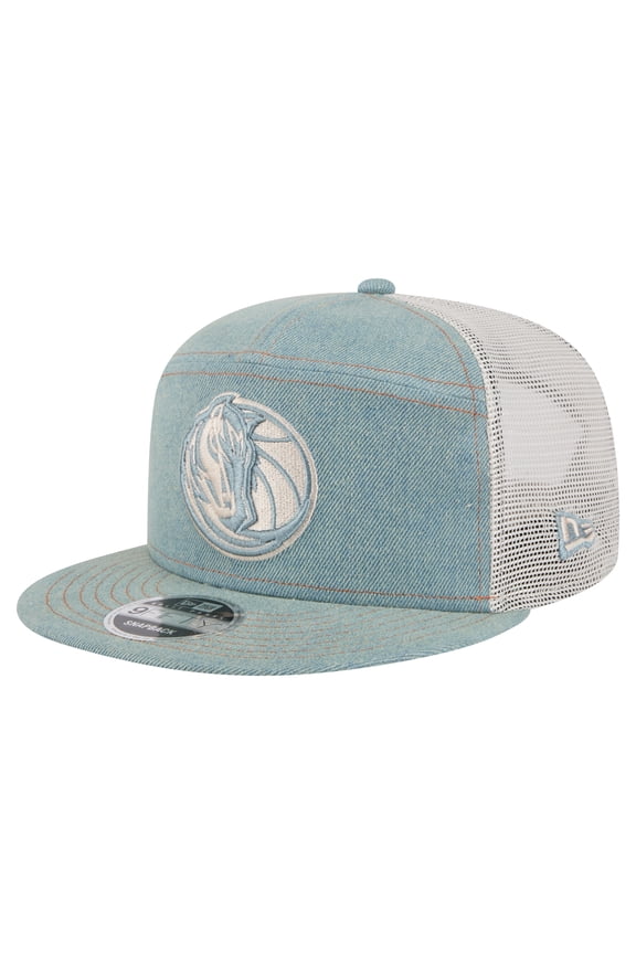Men's New Era Dallas Mavericks Adventure Denim Split Panel 9FIFTY Snapback Trucker Hat