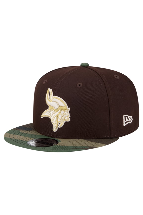 Men's New Era  Dark Brown Minnesota Vikings Burnt Wood Camo 9FIFTY Snapback Hat