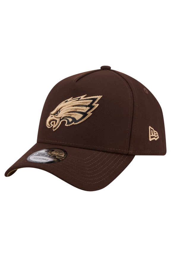 Men's New Era  Dark Brown Philadelphia Eagles Burnt Wood A-Frame 9FORTY Adjustable Hat