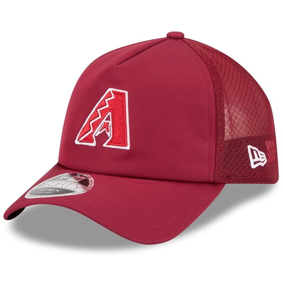 Men's New Era Dark Red Arizona Diamondbacks 2026 Batting Practice Apex 9FORTY Adjustable Trucker Hat