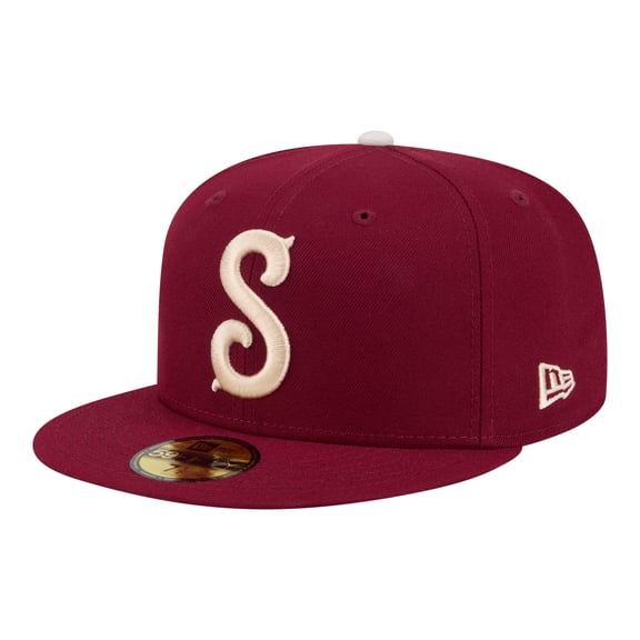 Men's New Era Dark Red Hub City Spartanburgers Minor League Theme Nights 59FIFTY Fitted Hat