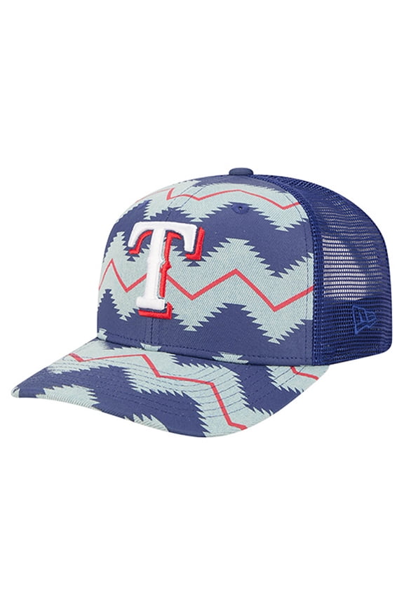 Men's New Era Denim/Royal Texas Rangers Aztec Denim 9SEVENTY Adjustable Hat